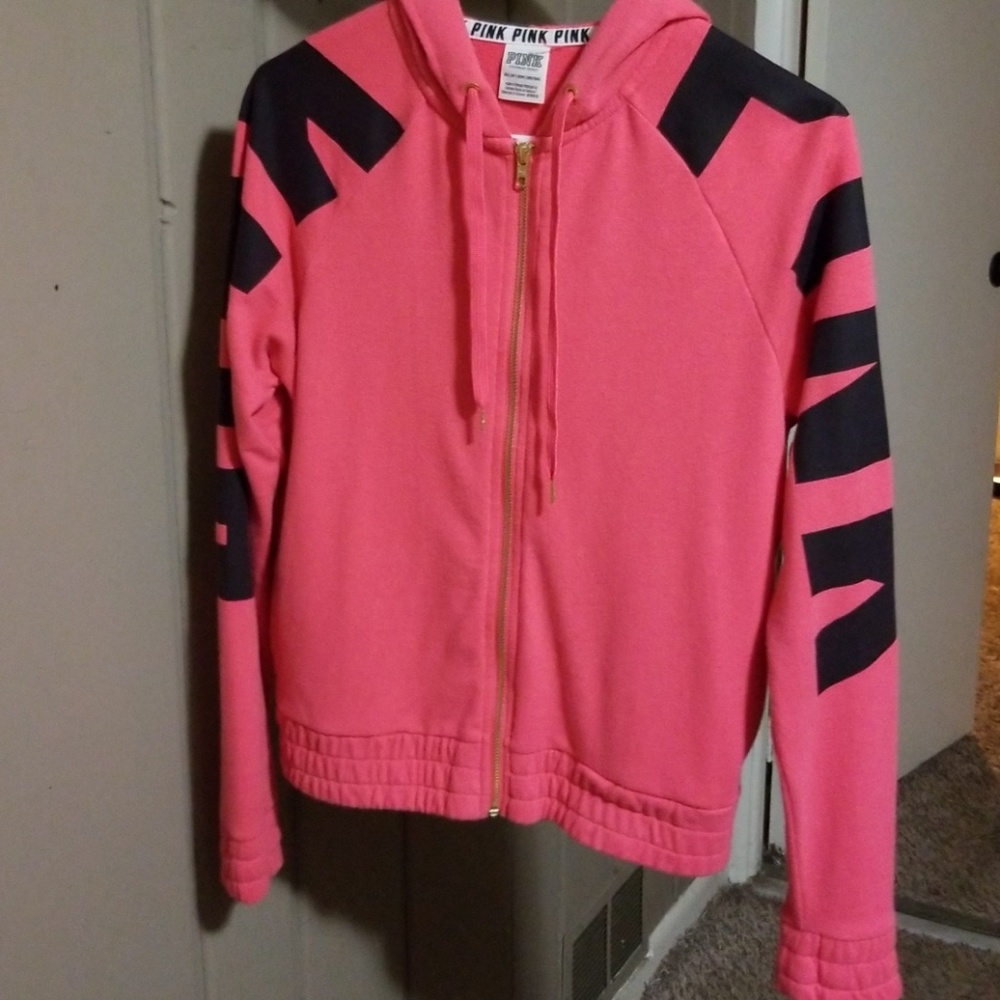 VS Pink zip up hooded sweatshirt